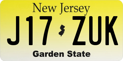 NJ license plate J17ZUK