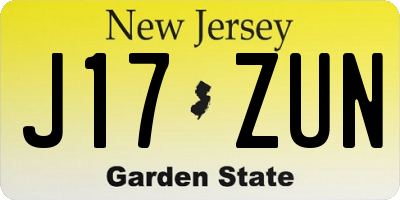 NJ license plate J17ZUN