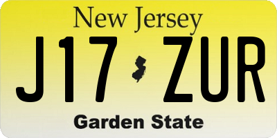 NJ license plate J17ZUR