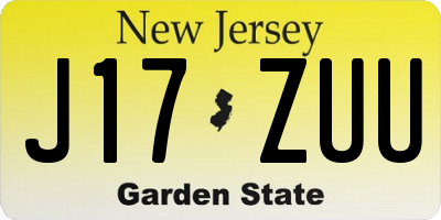 NJ license plate J17ZUU