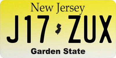 NJ license plate J17ZUX