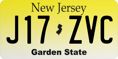 NJ license plate J17ZVC