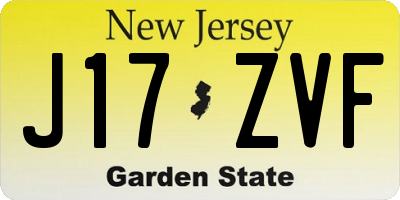 NJ license plate J17ZVF