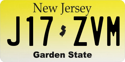 NJ license plate J17ZVM