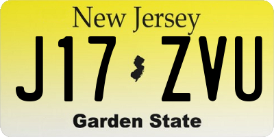 NJ license plate J17ZVU