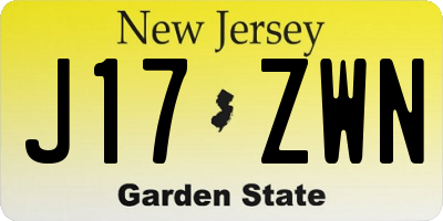 NJ license plate J17ZWN