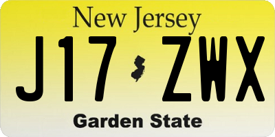 NJ license plate J17ZWX