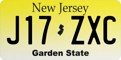 NJ license plate J17ZXC