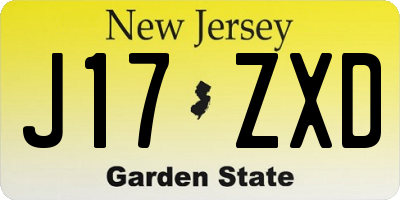 NJ license plate J17ZXD