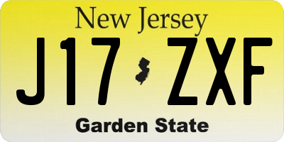 NJ license plate J17ZXF