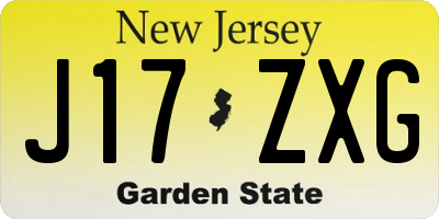 NJ license plate J17ZXG