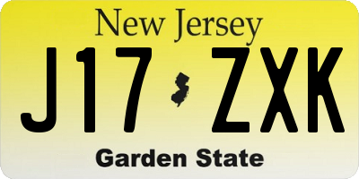 NJ license plate J17ZXK