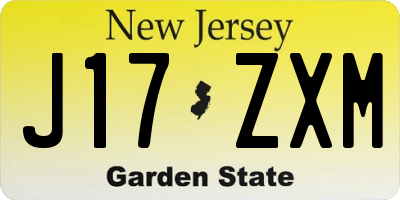 NJ license plate J17ZXM