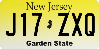 NJ license plate J17ZXQ