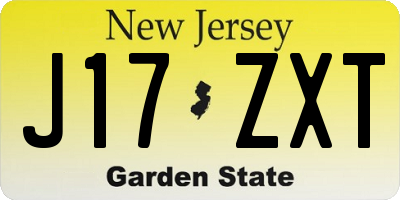 NJ license plate J17ZXT