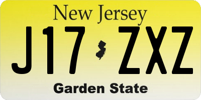 NJ license plate J17ZXZ