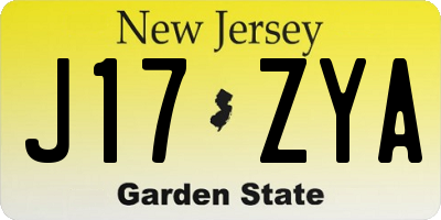 NJ license plate J17ZYA