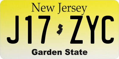 NJ license plate J17ZYC