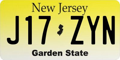 NJ license plate J17ZYN