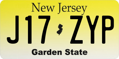 NJ license plate J17ZYP
