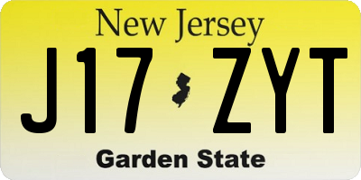 NJ license plate J17ZYT