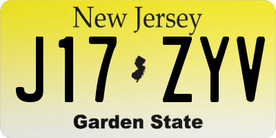 NJ license plate J17ZYV