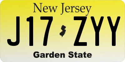 NJ license plate J17ZYY