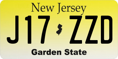 NJ license plate J17ZZD