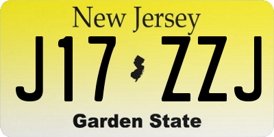 NJ license plate J17ZZJ