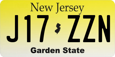 NJ license plate J17ZZN