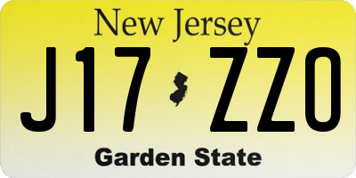 NJ license plate J17ZZO