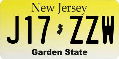 NJ license plate J17ZZW
