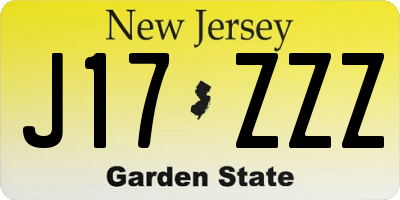 NJ license plate J17ZZZ