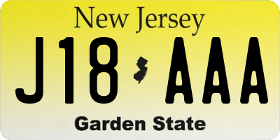 NJ license plate J18AAA
