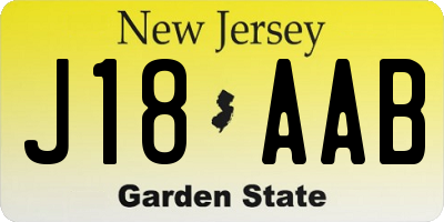 NJ license plate J18AAB