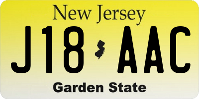 NJ license plate J18AAC