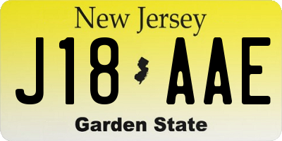 NJ license plate J18AAE