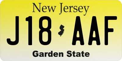 NJ license plate J18AAF