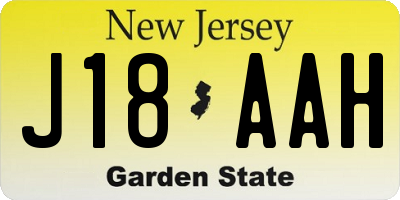 NJ license plate J18AAH