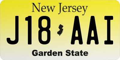 NJ license plate J18AAI