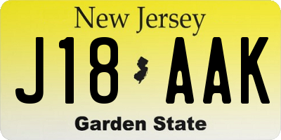 NJ license plate J18AAK