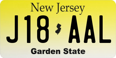 NJ license plate J18AAL