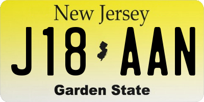 NJ license plate J18AAN