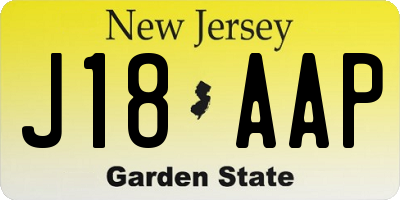 NJ license plate J18AAP