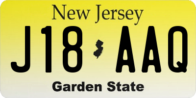 NJ license plate J18AAQ
