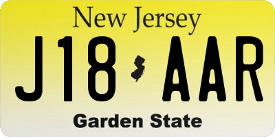 NJ license plate J18AAR