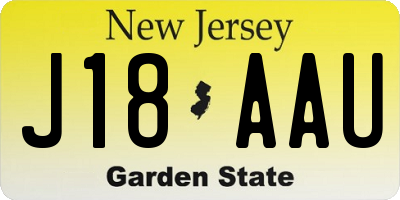 NJ license plate J18AAU