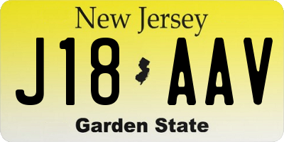 NJ license plate J18AAV