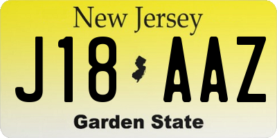 NJ license plate J18AAZ