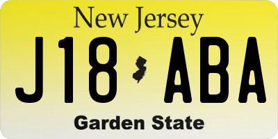 NJ license plate J18ABA